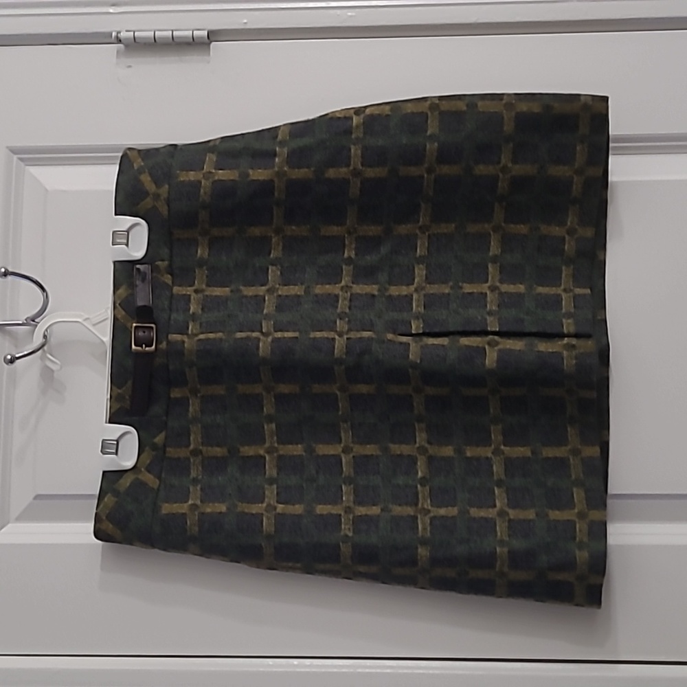 Ann Taylor Loft wool plaid skirt with buckle